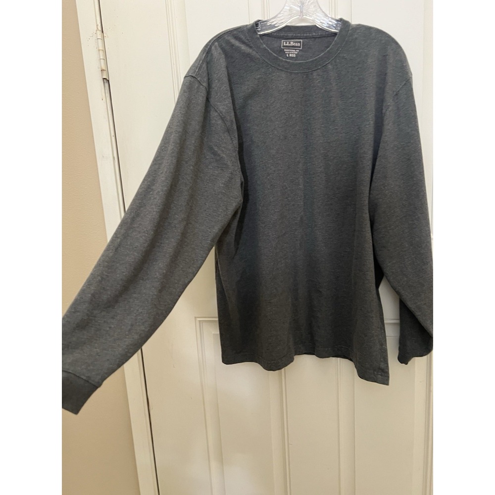 Mens LL. Bean Carefree Unshrinkable Basic Casual Work Long Sleeve T-Shirt Sz Lg